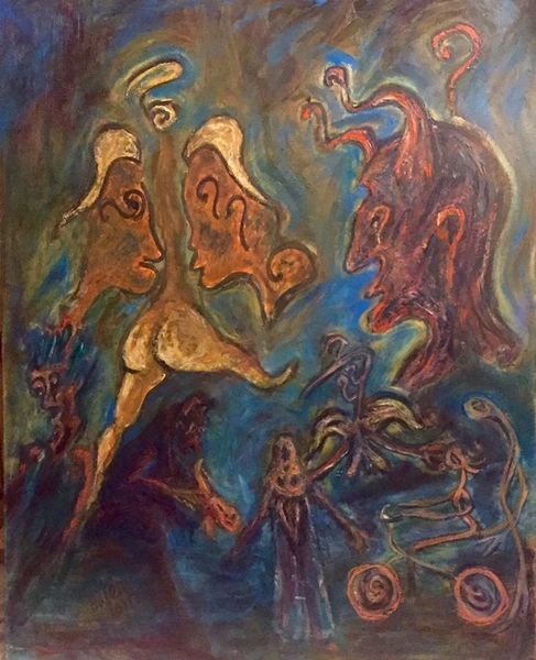 Good Vs. Evil - oil on canvas size 24 x 30 inches - Mike Halem