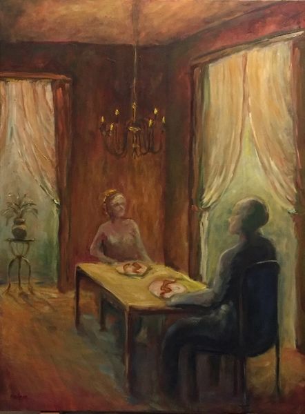 The day after supper. Oil on canvas. 30 x 40 inches. Mike Halem