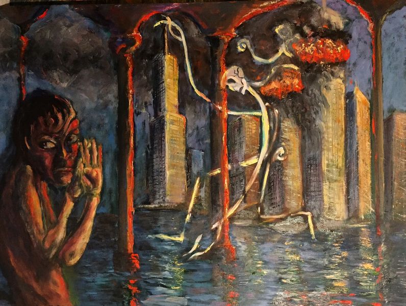 The Lost Souls of 9/11 Oil on Canvas size 30 x 40 Mike Halem